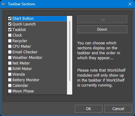 Taskbar sections