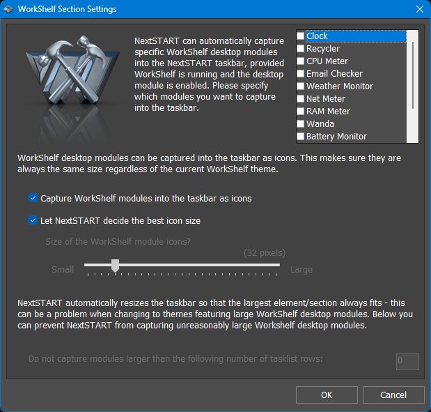 WorkShelf modules section settings