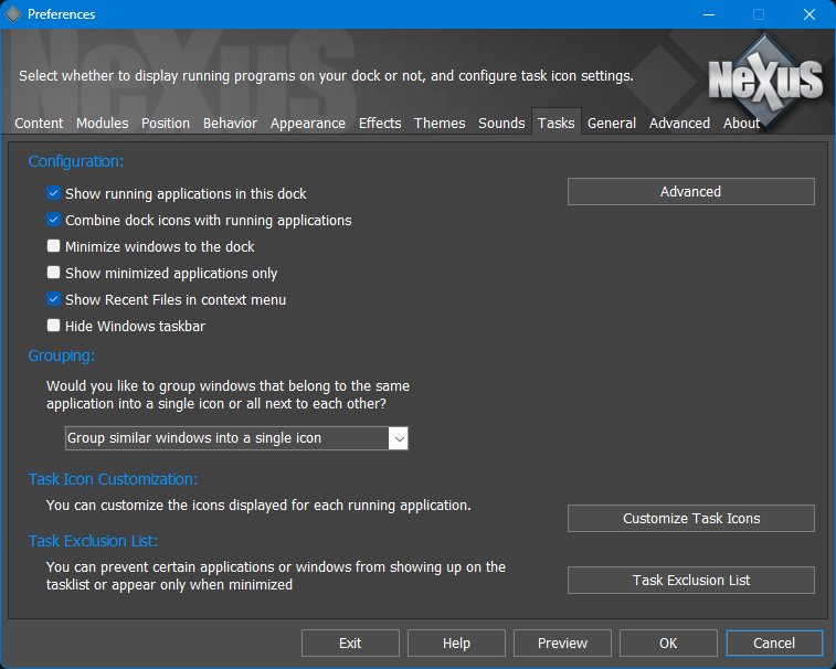 Preferences - Tasks tab