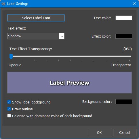 Dock Label Settings