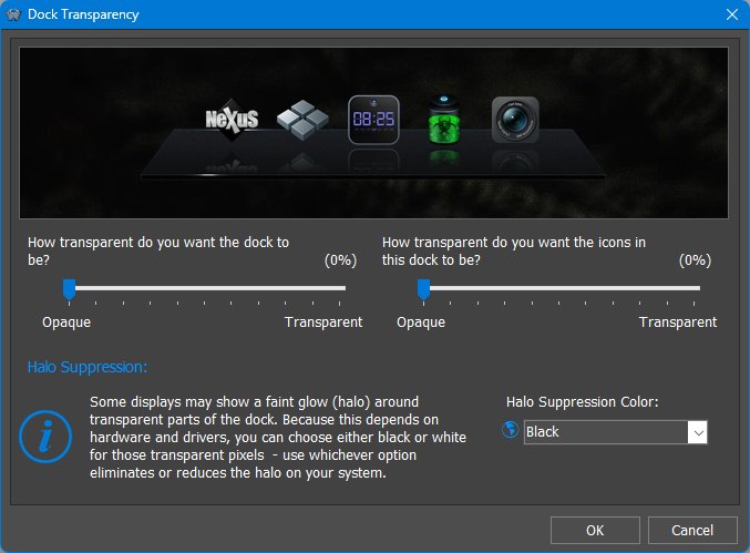 Dock Transparency Settings