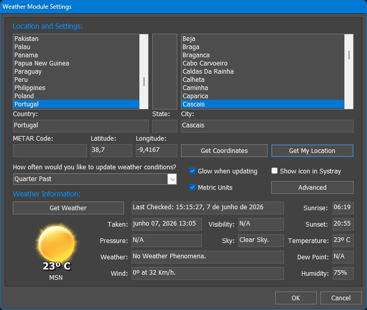 Weather module settings