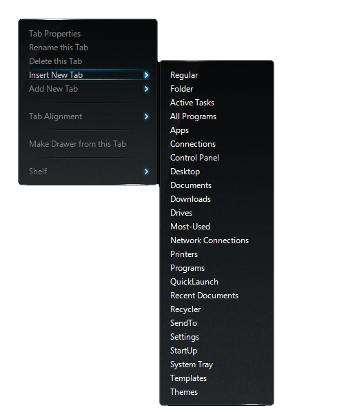 Shelf tab right-click context menu