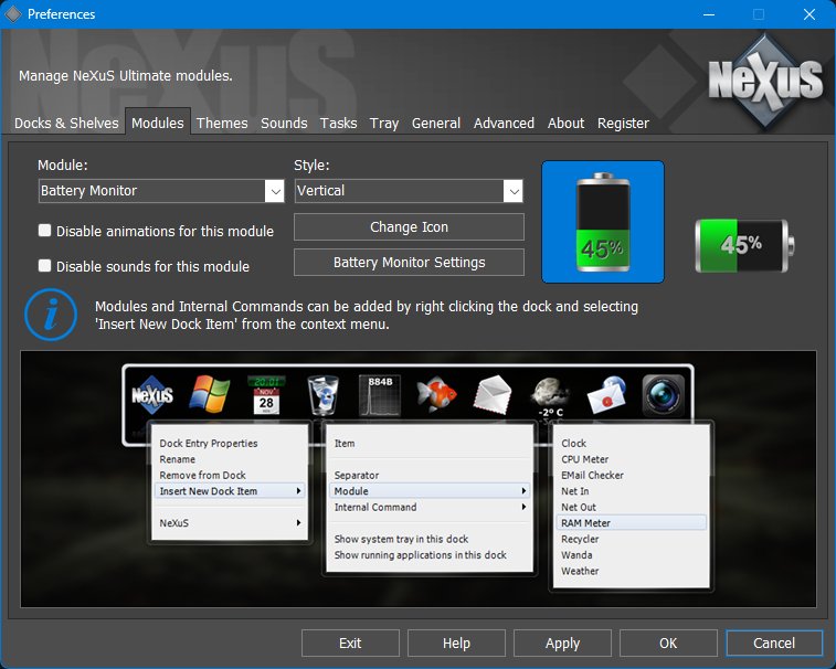 Main Preferences - Modules tab