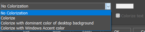 Theme colorization drop-down