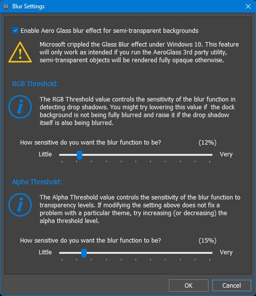 Blur Behind settings
