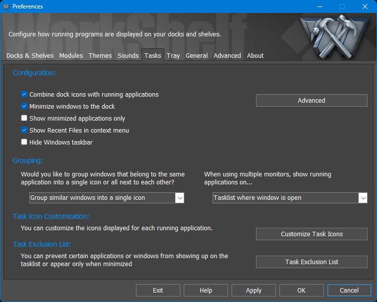 Main Preferences - Tasks tab