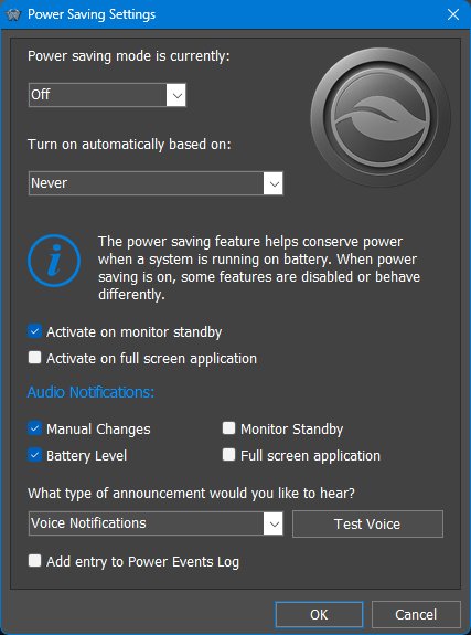 Power Saving settings