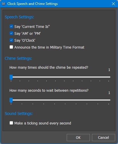 Clock speech and sound settings