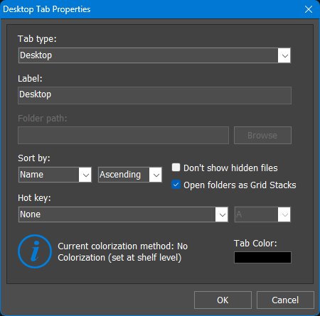 Tab Properties dialog